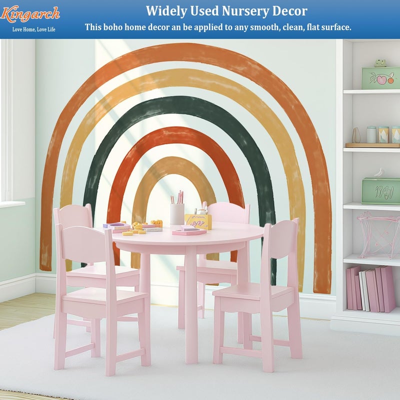 Kingarch Large Boho Rainbow Wall Decals, Colorful Peel and Stick Fabric Nursery Wall Decor, Removable Home Room Wall Decor Murals Stickers for Kids Girls Toddler Bedroom Living Room Playroom - Image 3